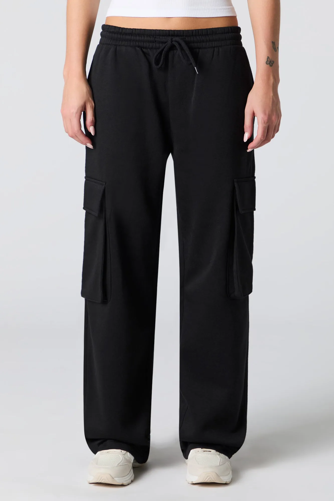 Solid Fleece Wide Leg Cargo Sweatpant sold by Urban Planet product image thumbnail 5