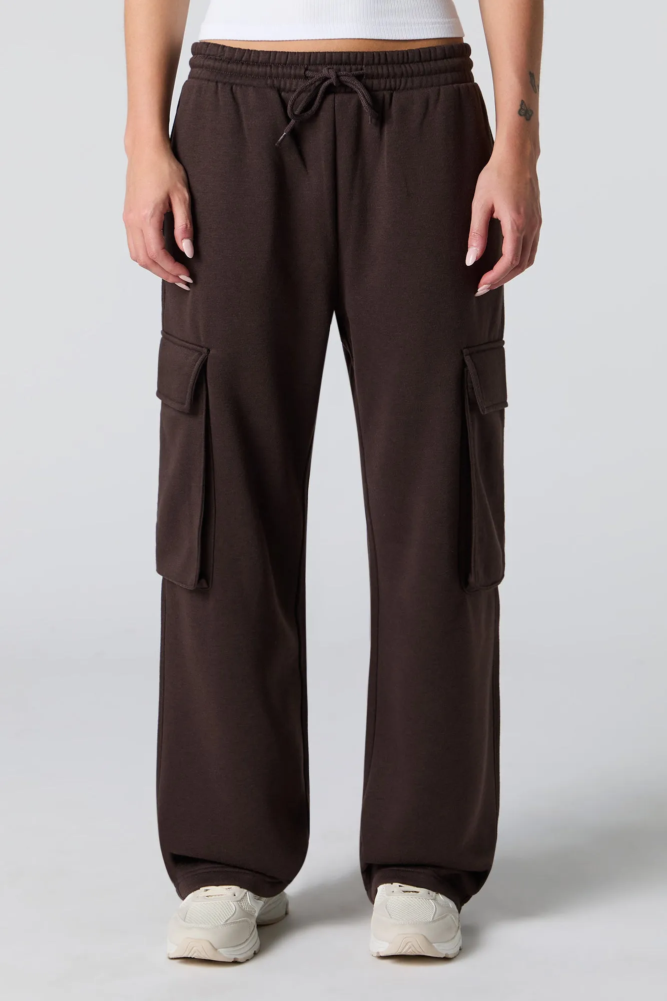 Solid Fleece Wide Leg Cargo Sweatpant sold by Urban Planet product image thumbnail 2