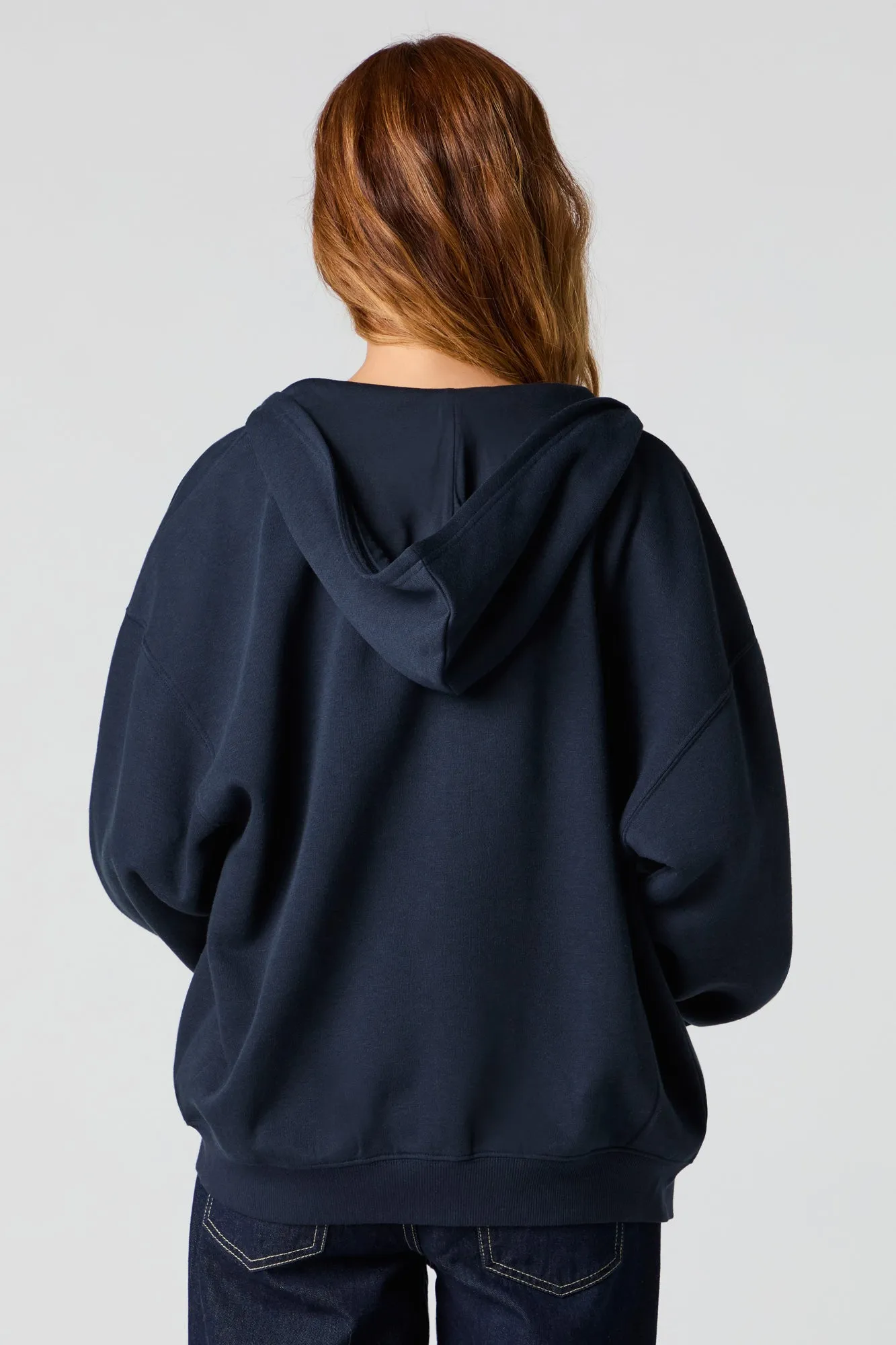 Oversized Zip-Up Fleece Hoodie sold by Urban Planet product image thumbnail 2