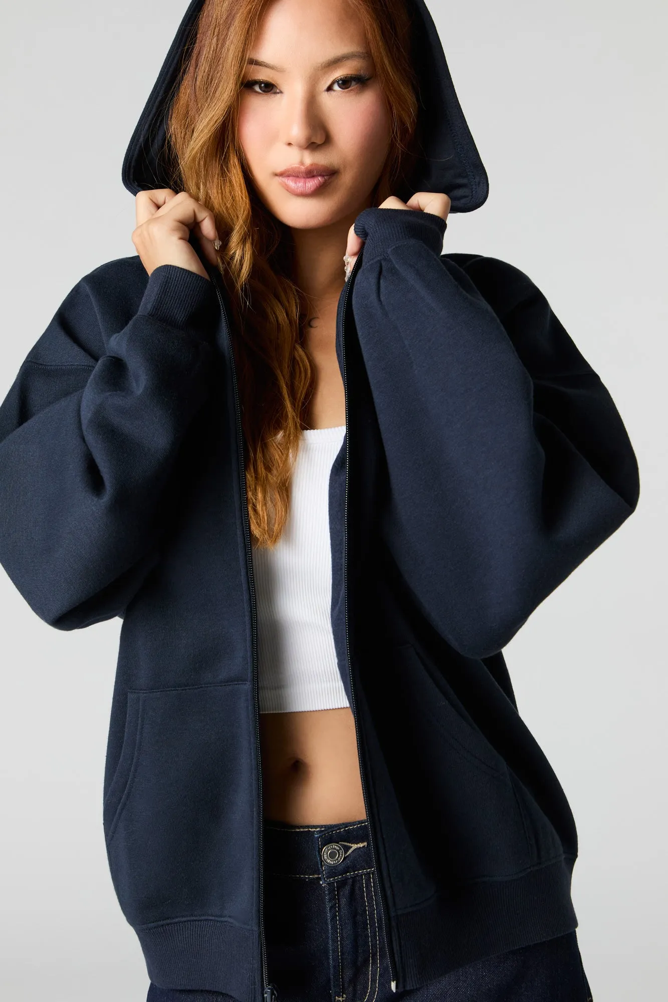 Oversized Zip-Up Fleece Hoodie sold by Urban Planet