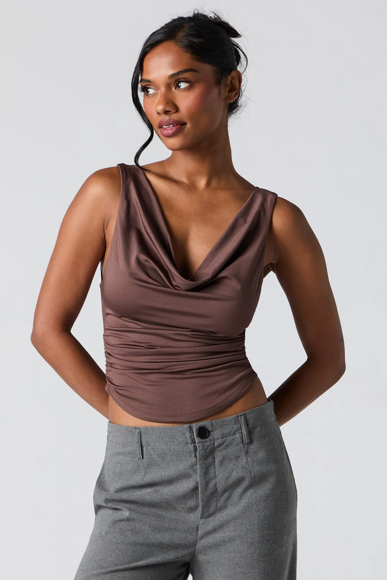 Contour Cowl Neck Tank sold by Urban Planet