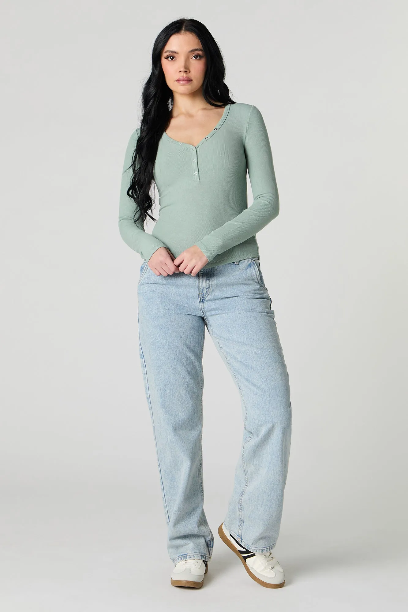 Haut Henley côtelé à manches longues sold by Urban Planet product image thumbnail 3