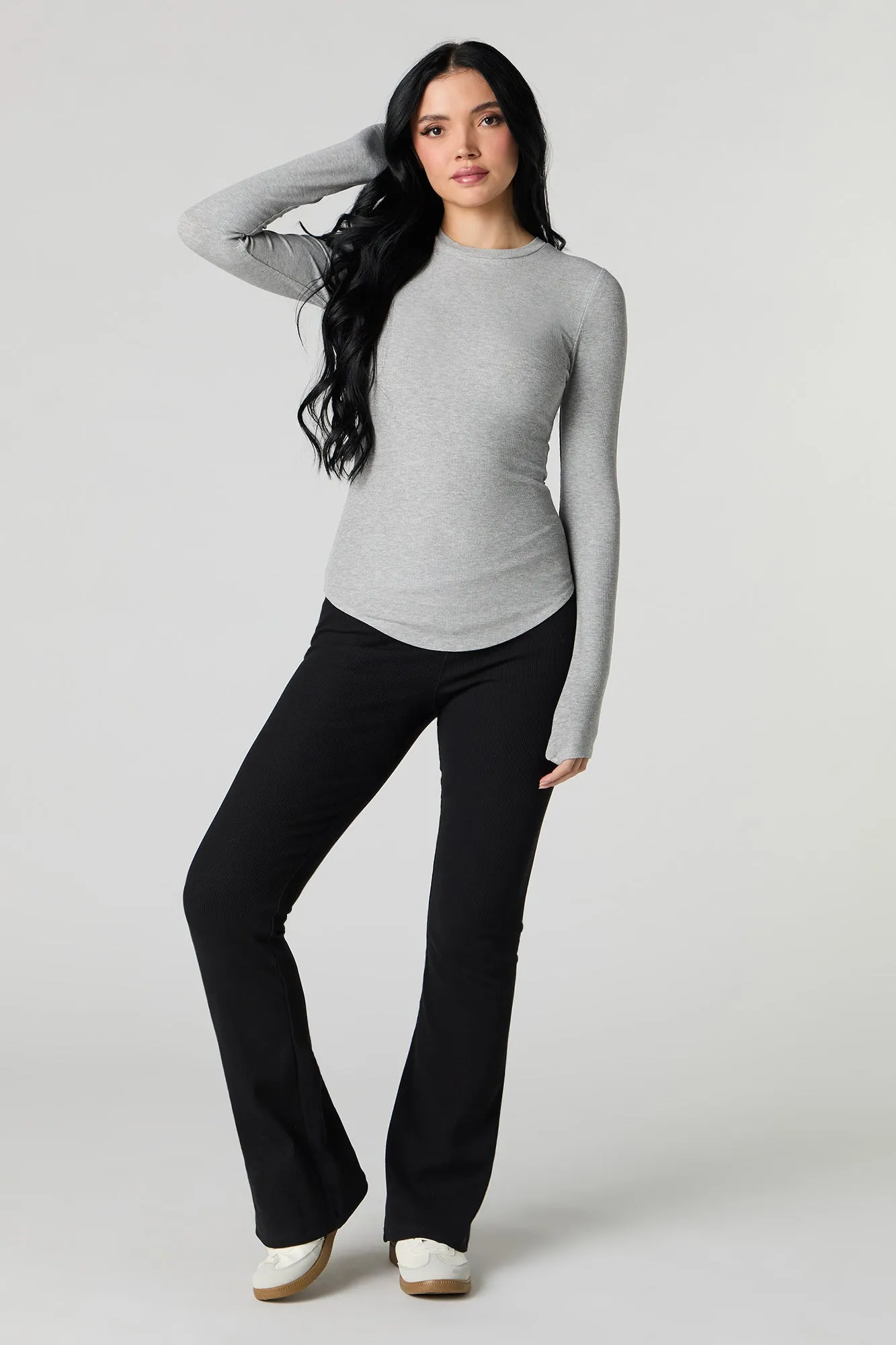 Ribbed Curved Hem Long Sleeve Top sold by Urban Planet product image thumbnail 3