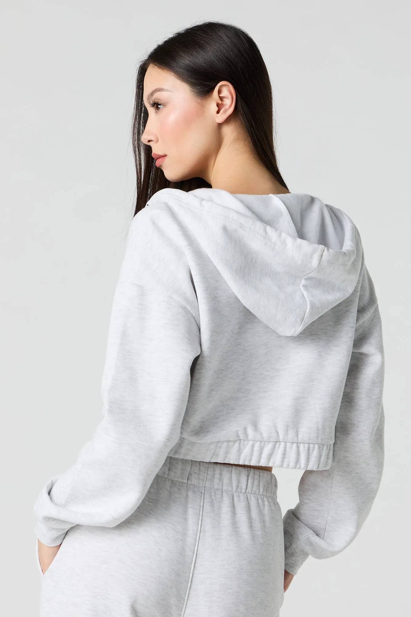 Fleece Cropped Zip-Up Hoodie sold by Urban Planet product image thumbnail 5