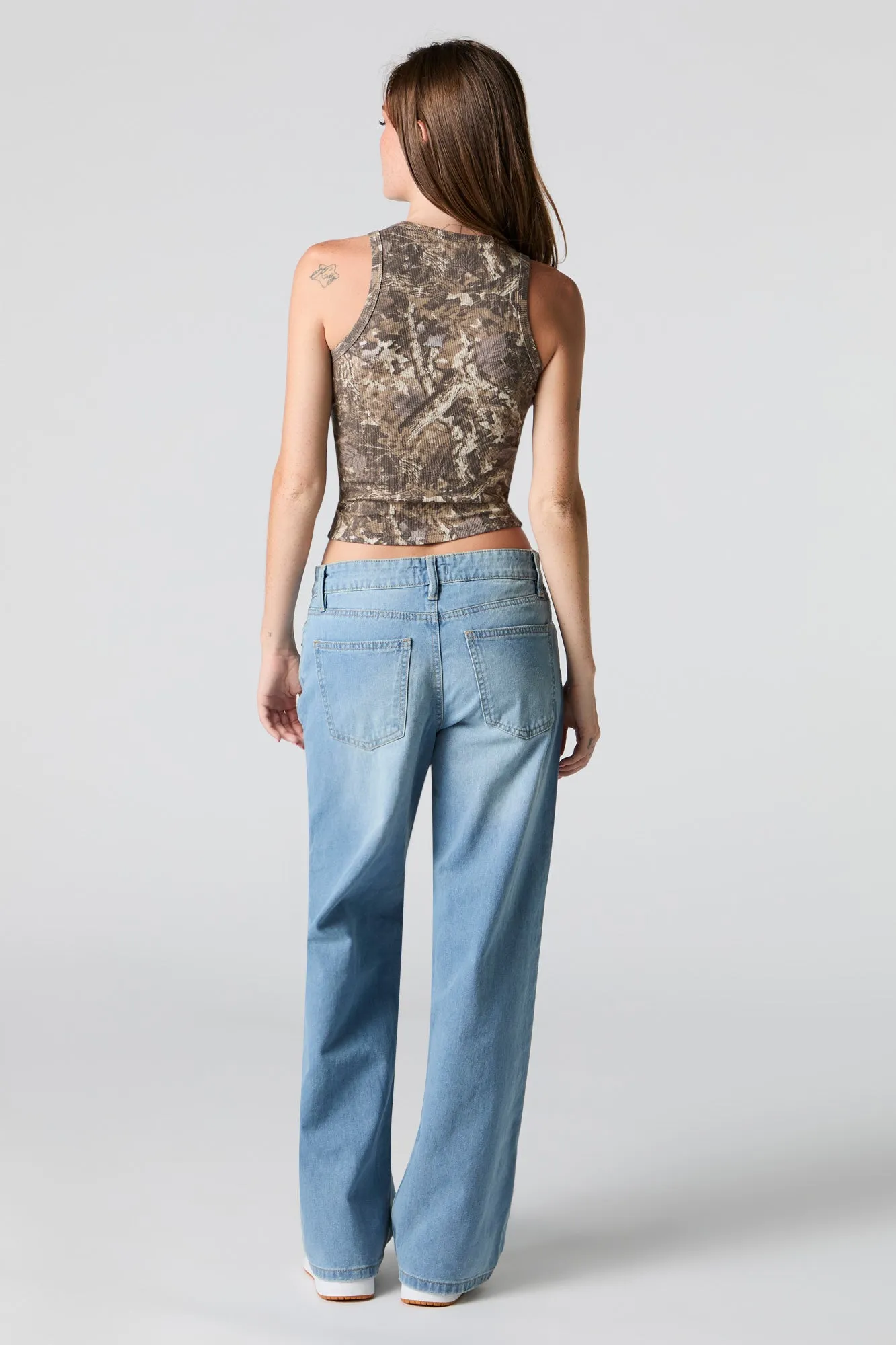 Rigid Distressed Bow Detail Low Rise Wide Leg Jean sold by Urban Planet product image thumbnail 3