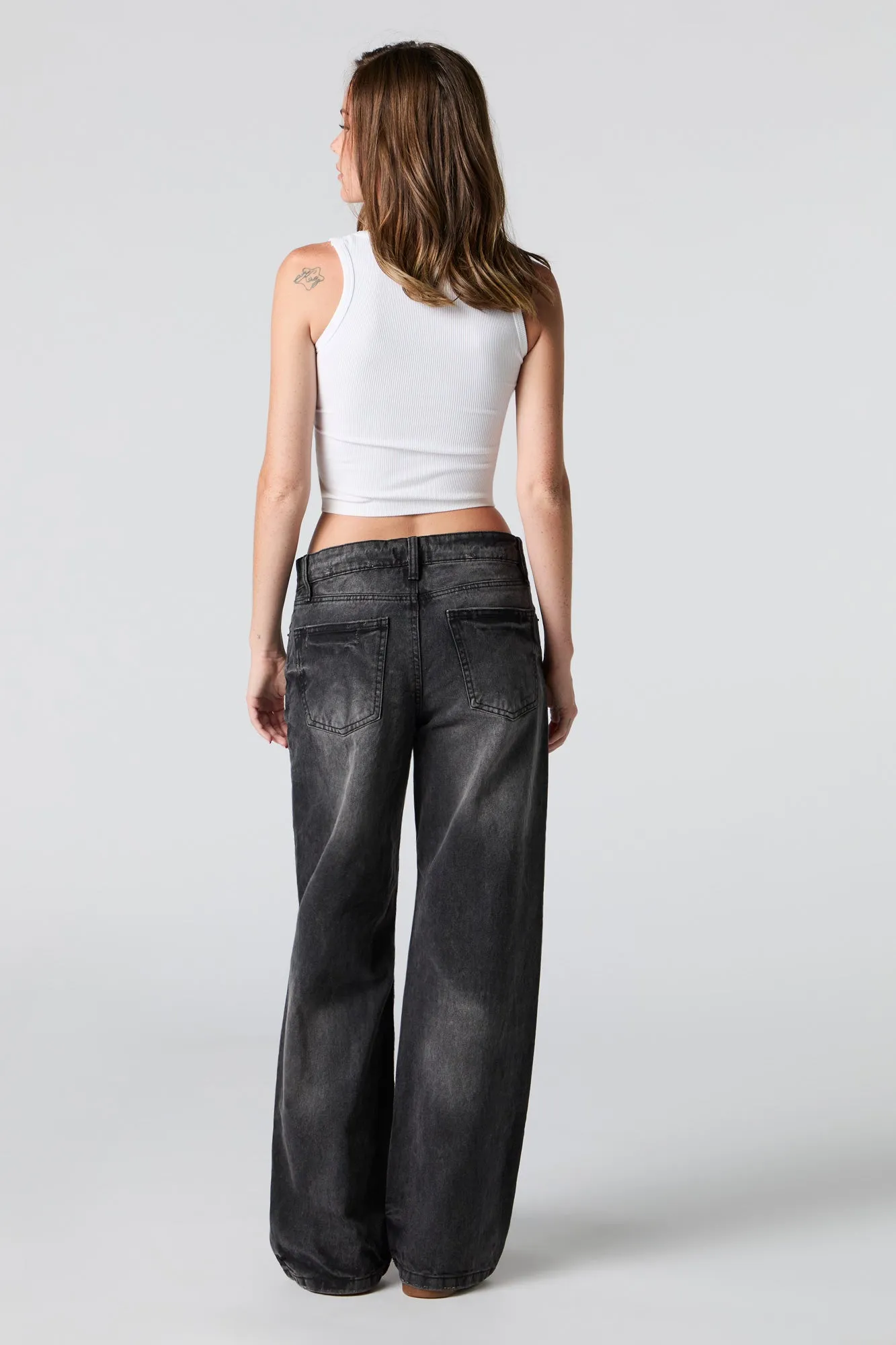 Rigid Bow Detail Low Rise Wide Leg Jean sold by Urban Planet product image thumbnail 3