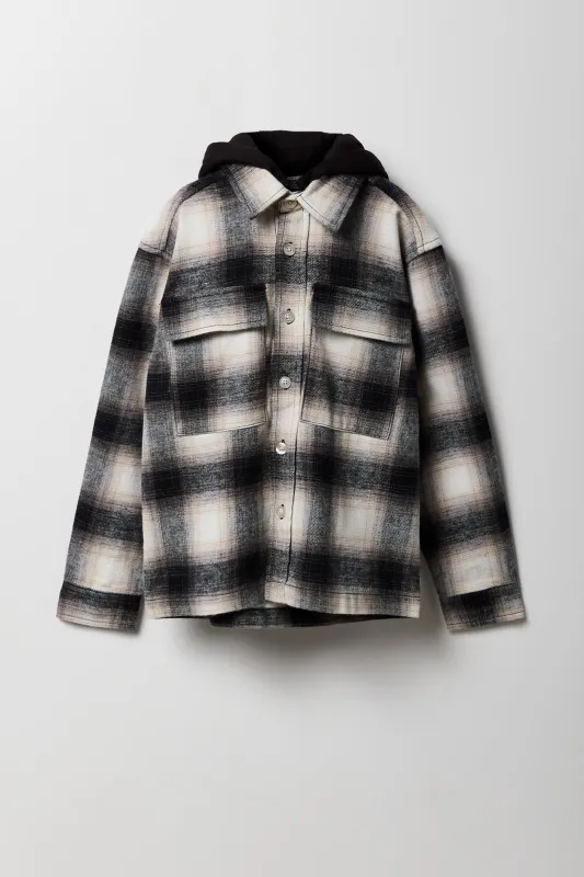 Boys Plaid Flannel Boxy Shacket sold by Urban Planet