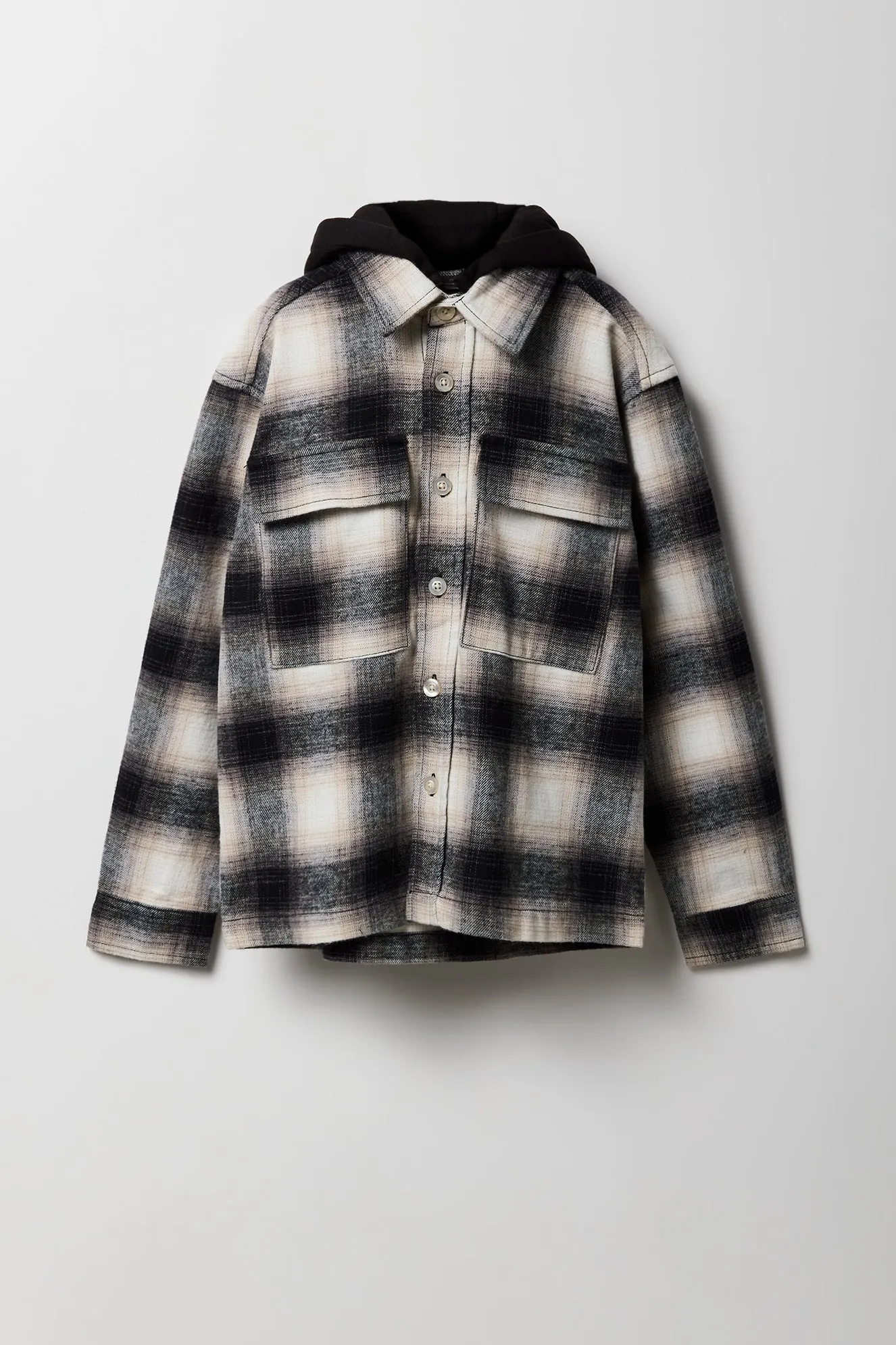 Boys Plaid Flannel Boxy Shacket sold by Urban Planet