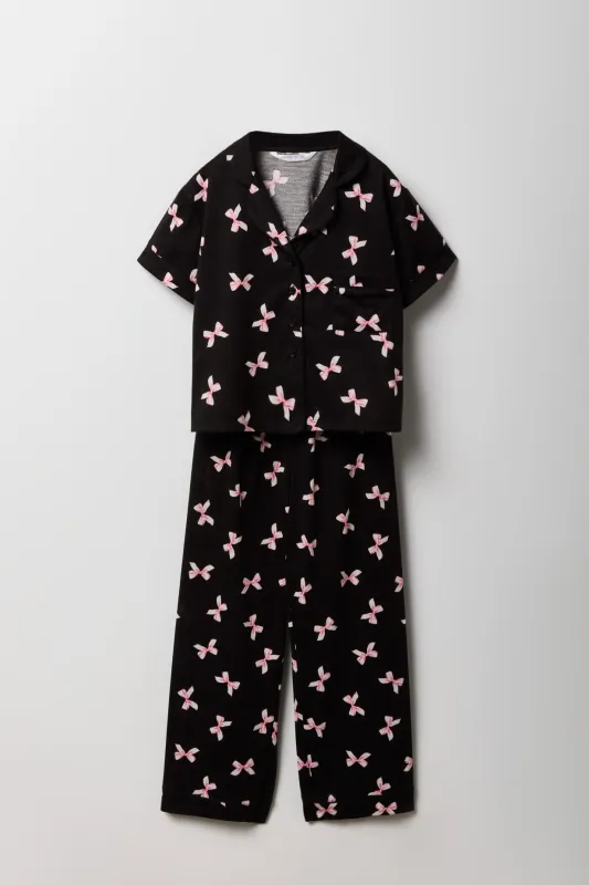 Girls Printed Button-Up Top & Pant 2 Piece Pajama Set sold by Urban Planet