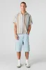 Textured Striped Short Sleeve Button-Up Top sold by Urban Planet