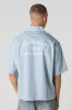 Pinstriped Graphic Boxy Button-Up Top sold by Urban Planet