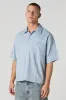 Pinstriped Graphic Boxy Button-Up Top sold by Urban Planet