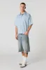 Pinstriped Graphic Boxy Button-Up Top sold by Urban Planet