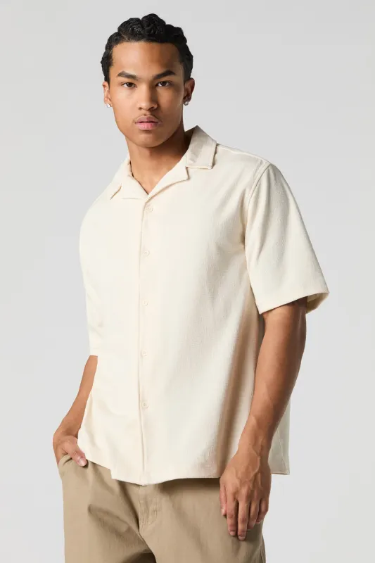 Textured Button-Up Short Sleeve Top sold by Urban Planet