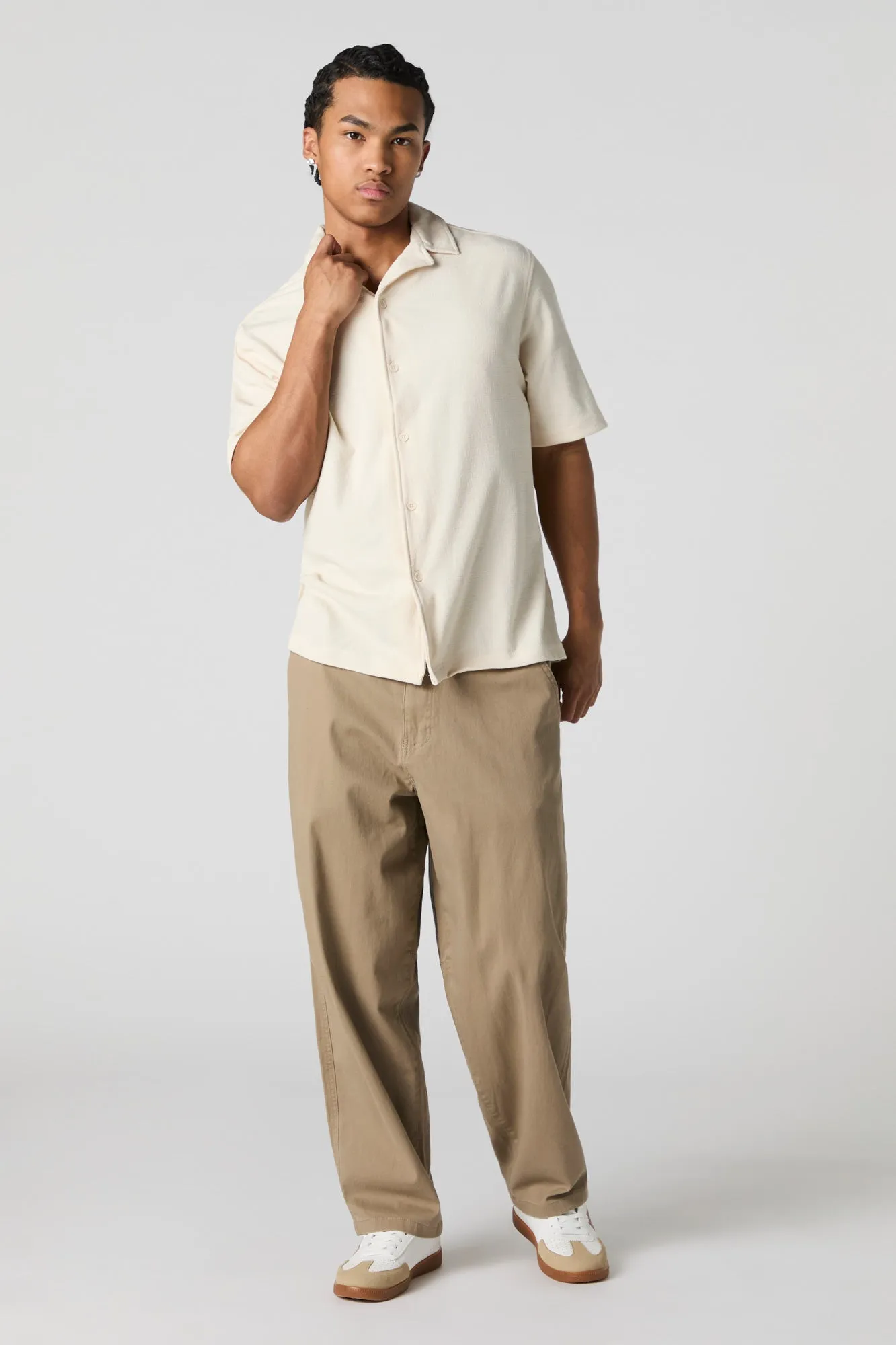 Textured Button-Up Short Sleeve Top sold by Urban Planet product image thumbnail 3