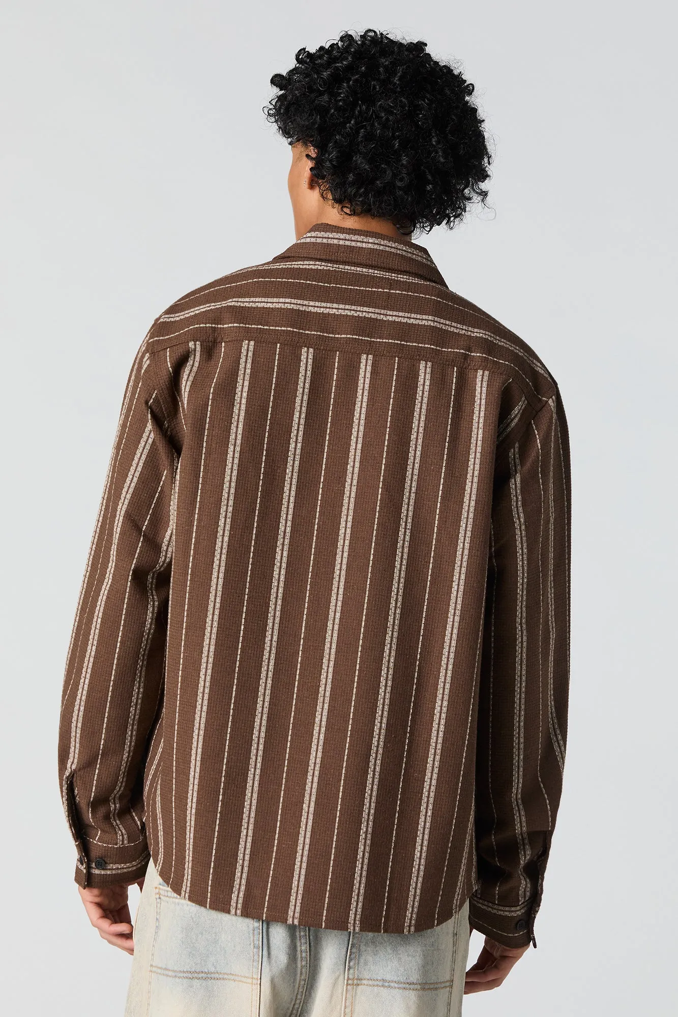 Haut texturé rayé boutonné à manche longue sold by Urban Planet product image thumbnail 2