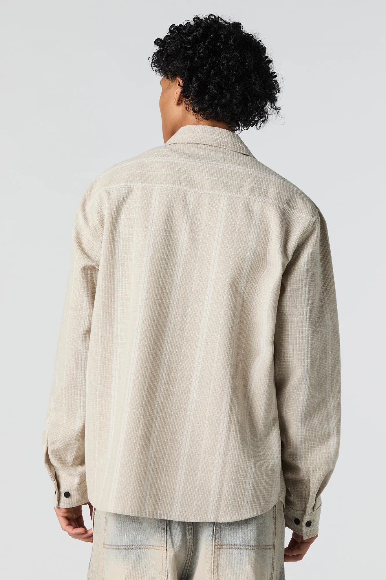 Haut texturé rayé boutonné à manche longue sold by Urban Planet product image thumbnail 5