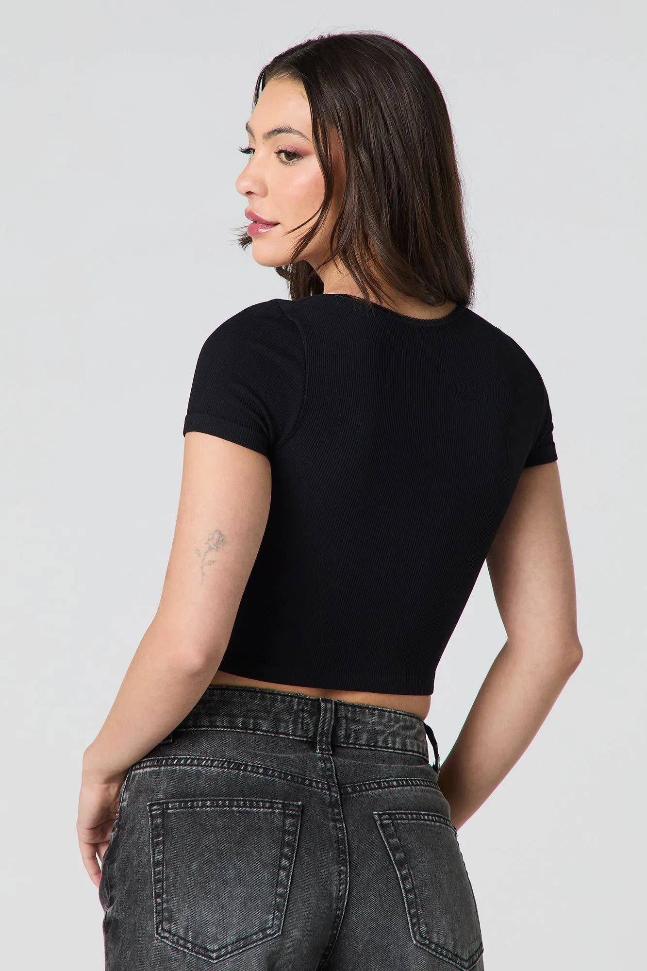 Seamless Ribbed Cropped Short Sleeve Top sold by Urban Planet product image thumbnail 5