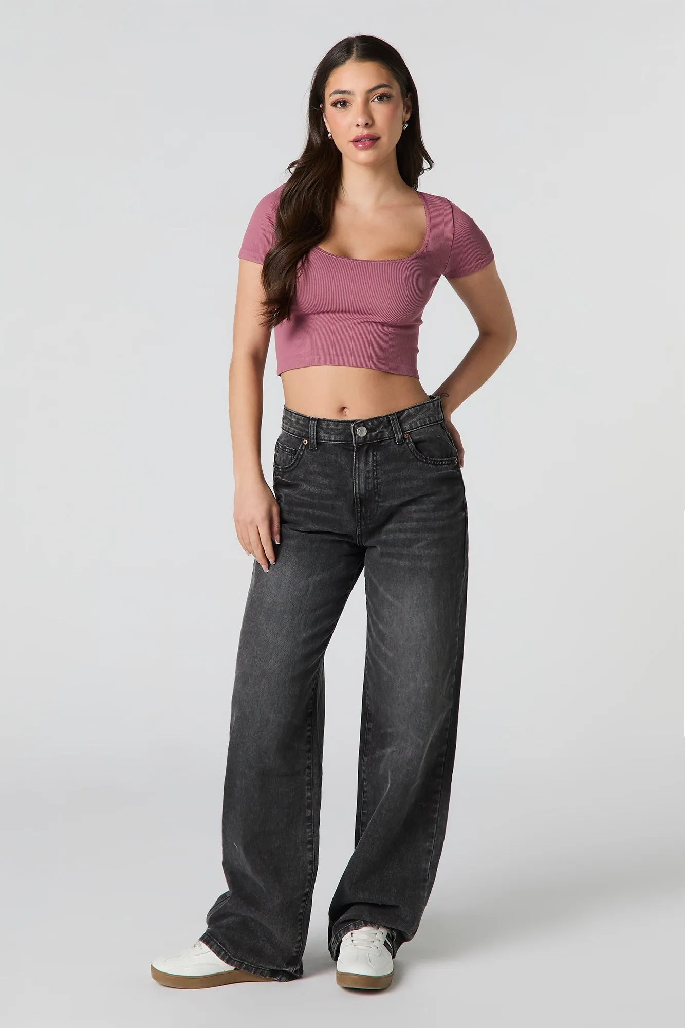 Seamless Ribbed Cropped Short Sleeve Top sold by Urban Planet product image thumbnail 3
