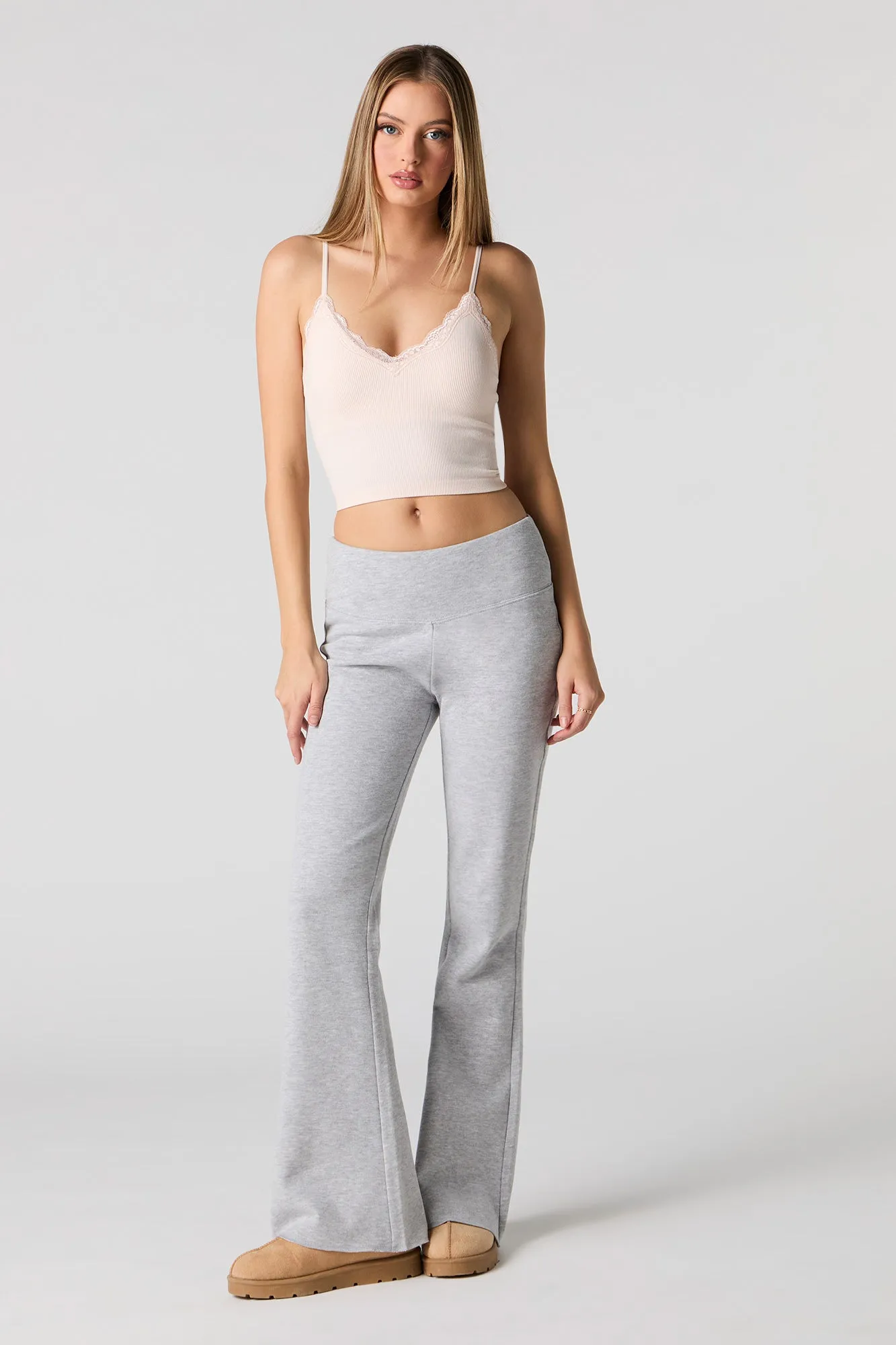 Seamless Ribbed Lace Trim Cami with Built-In Cups sold by Urban Planet product image thumbnail 3