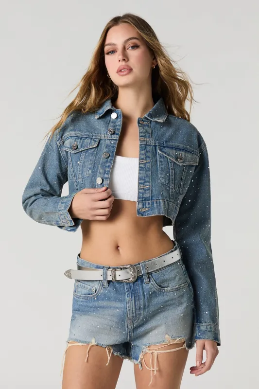 Rhinestone Distressed Denim Short sold by Urban Planet