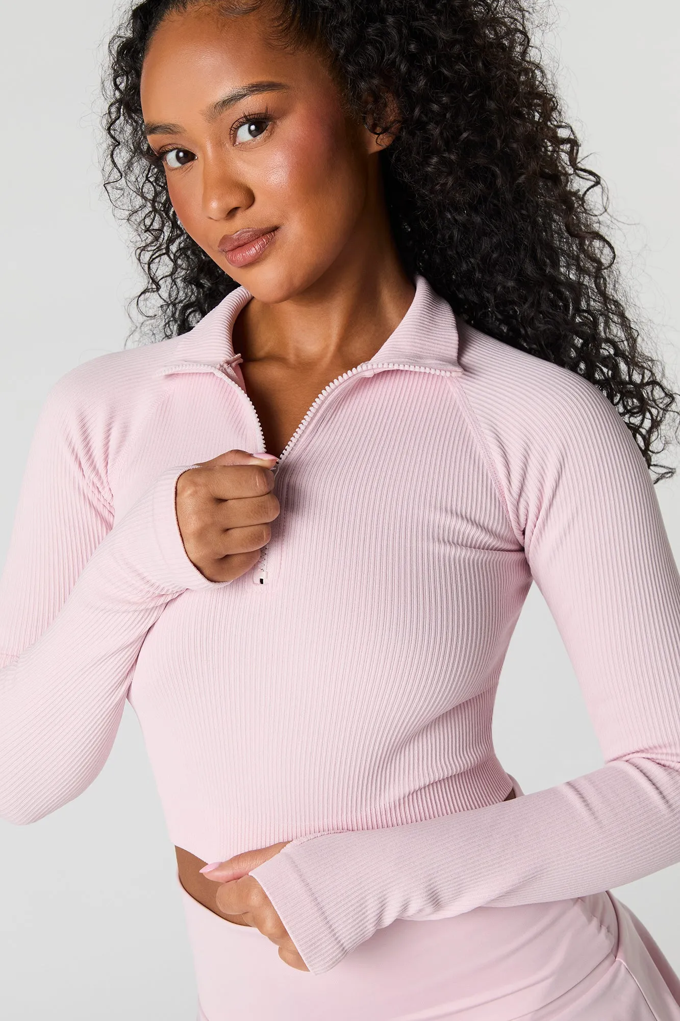 Haut sans couture à glissière un quart et manche longue Active sold by Urban Planet