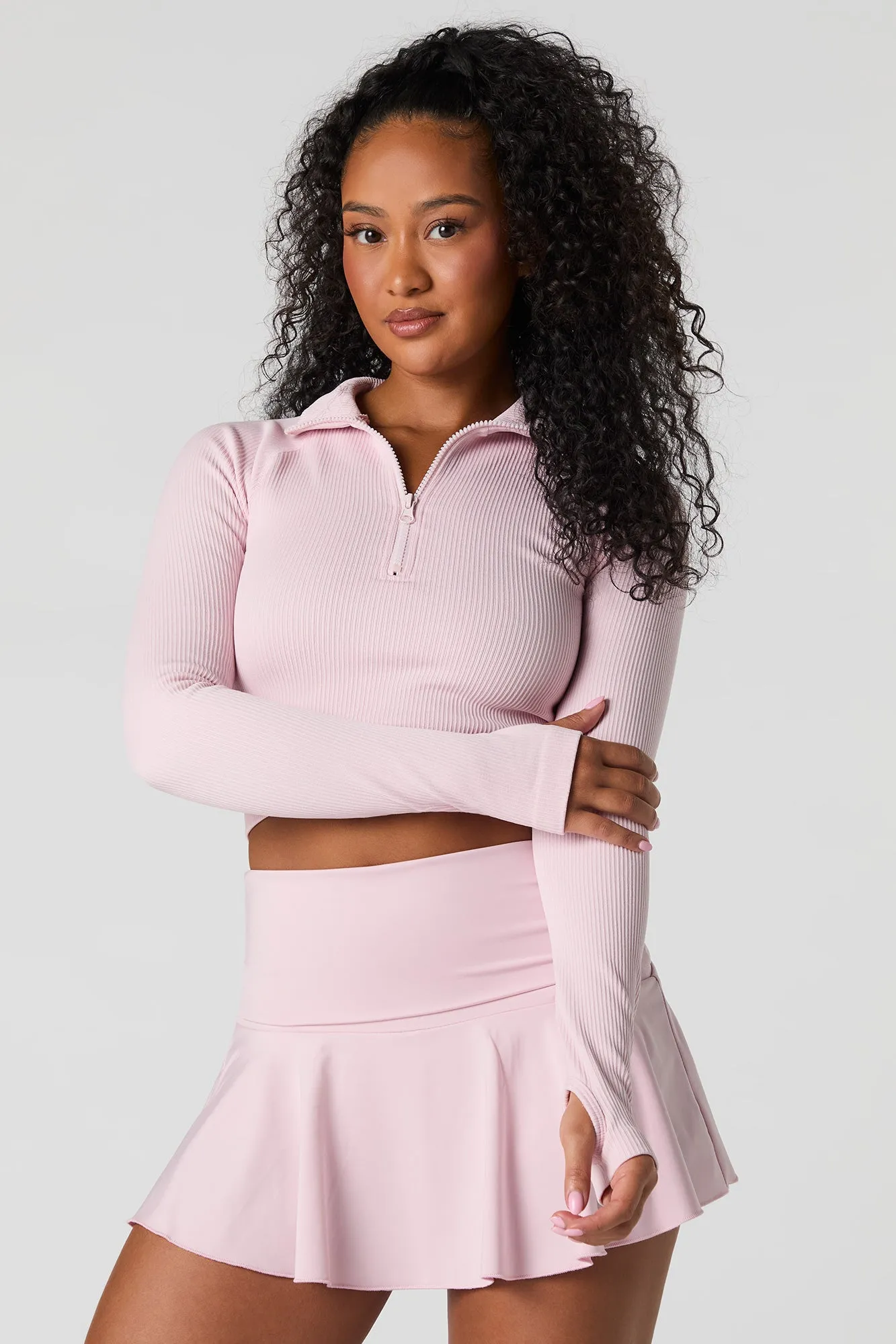 Haut sans couture à glissière un quart et manche longue Active sold by Urban Planet product image thumbnail 4