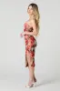 Printed Mesh Ruched Slit Midi Dress sold by Urban Planet