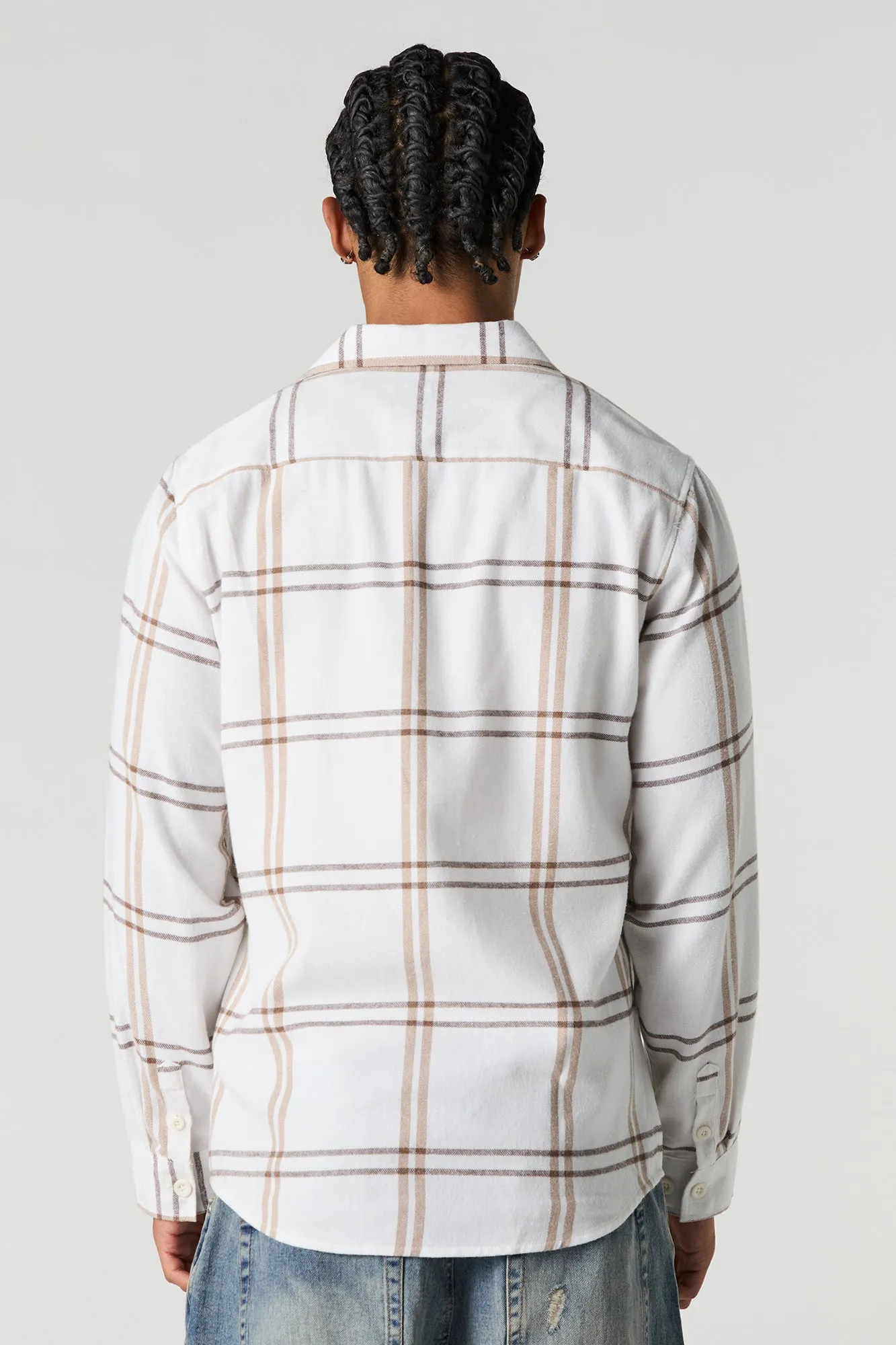 White Plaid Long Sleeve Button-Up Top sold by Urban Planet product image thumbnail 2