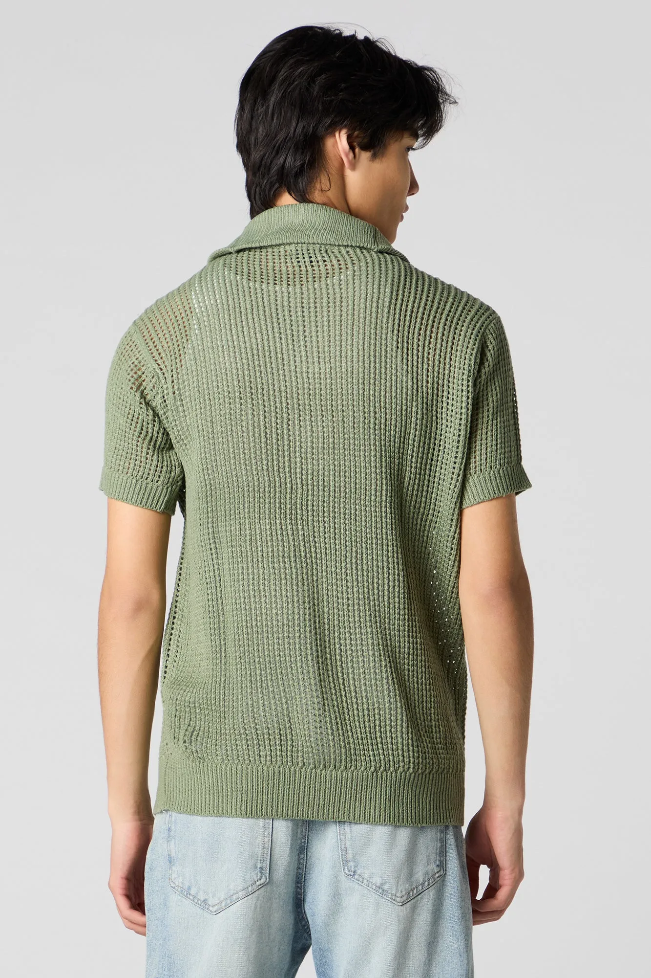 Open Knit Zip Polo sold by Urban Planet product image thumbnail 2