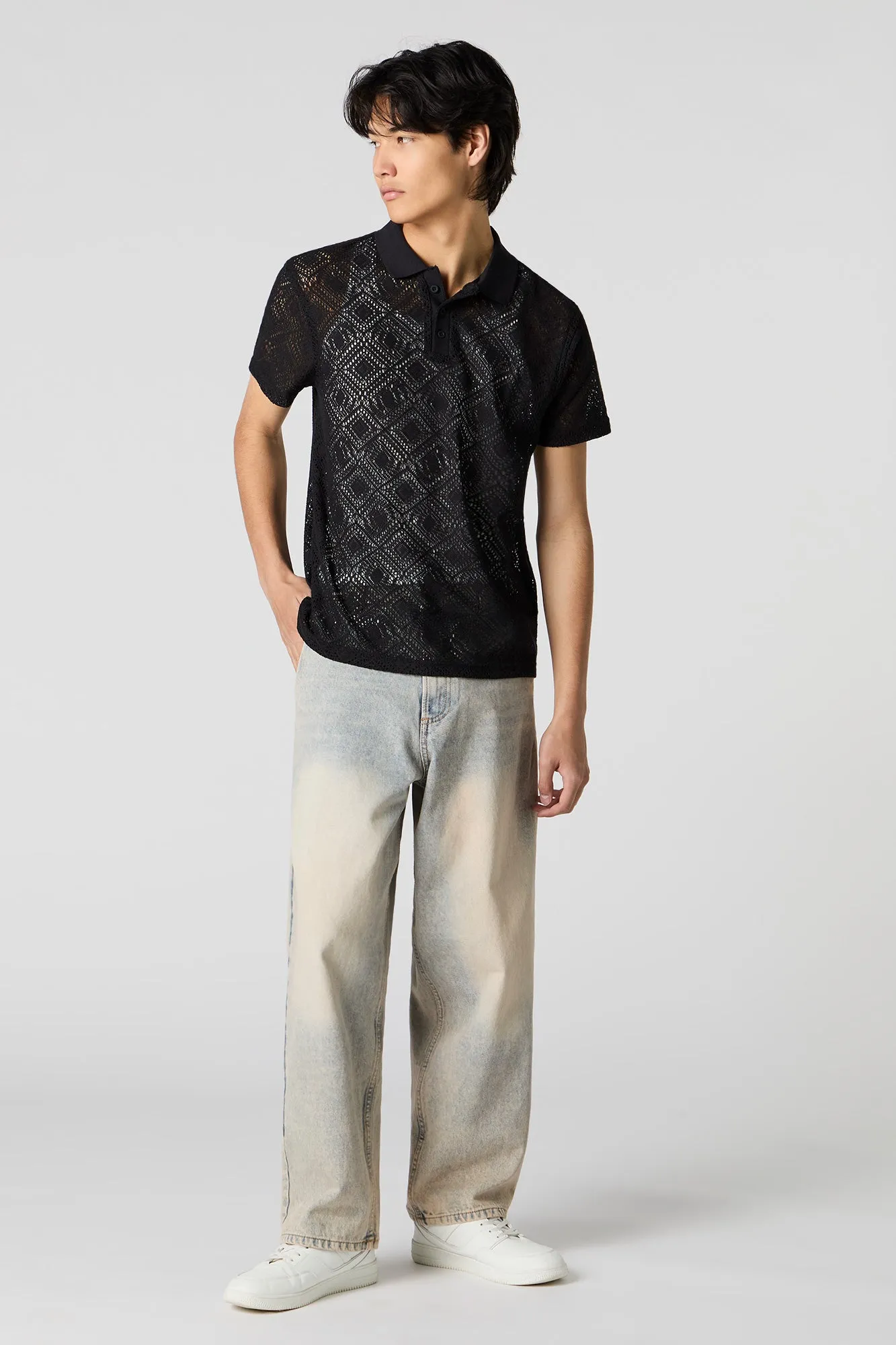 Polo crocheté à manches courtes sold by Urban Planet product image thumbnail 3