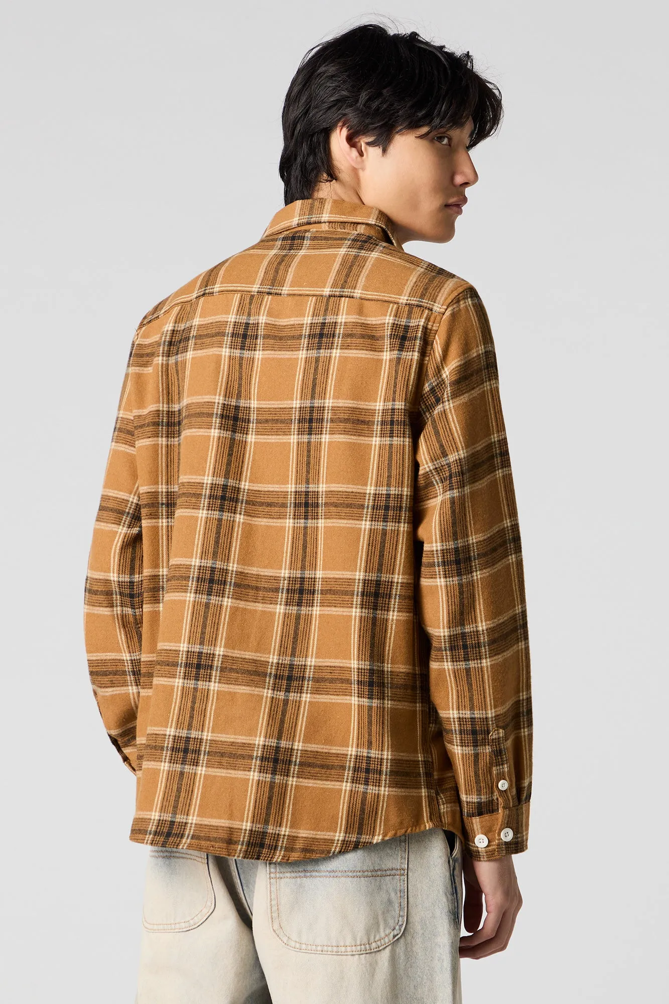 Gold Plaid Long Sleeve Button-Up Top sold by Urban Planet product image thumbnail 2