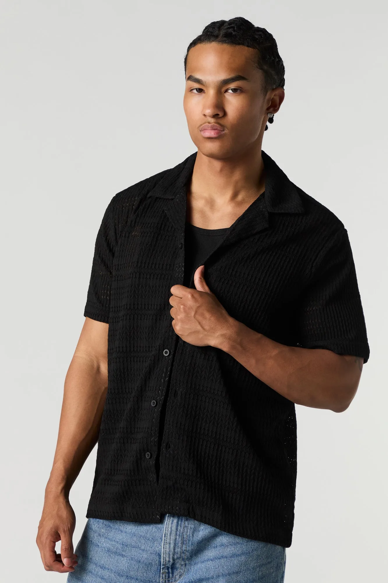 Pointelle Button-Up Top sold by Urban Planet product image thumbnail 4