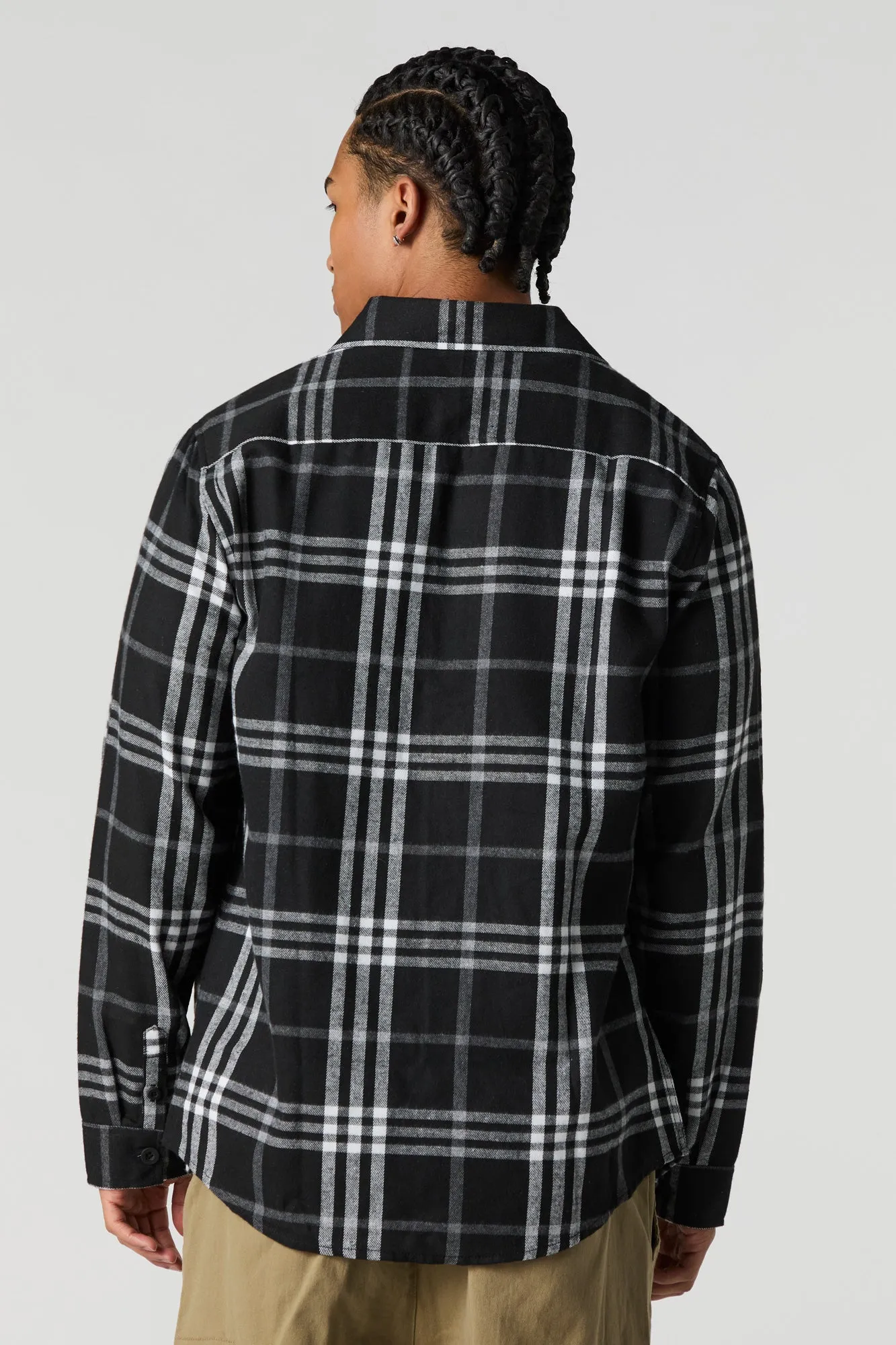 Black Plaid Long Sleeve Button-Up Top sold by Urban Planet product image thumbnail 2