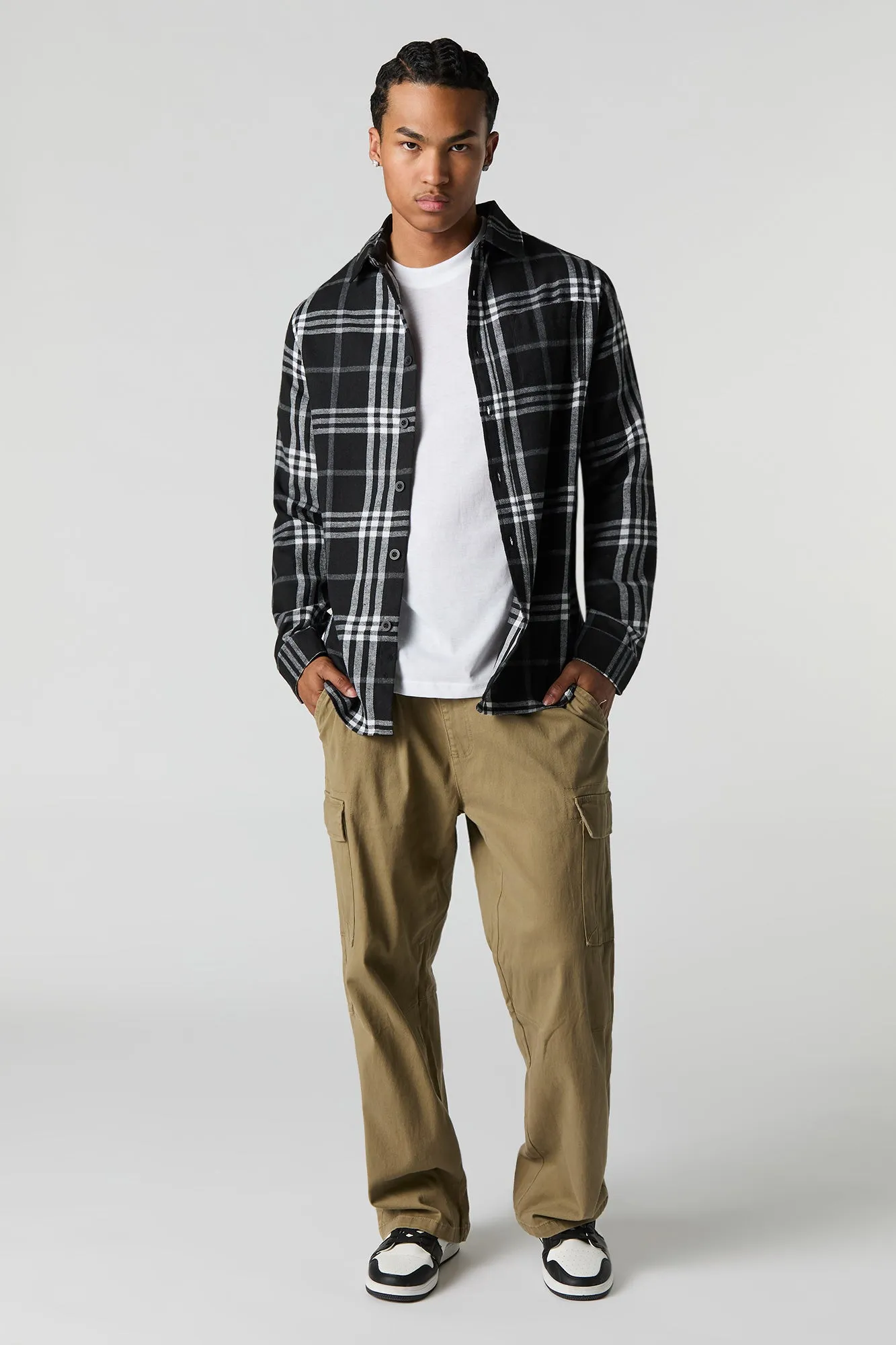 Black Plaid Long Sleeve Button-Up Top sold by Urban Planet product image thumbnail 3