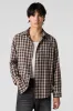 Brown Plaid Long Sleeve Button-Up Top sold by Urban Planet