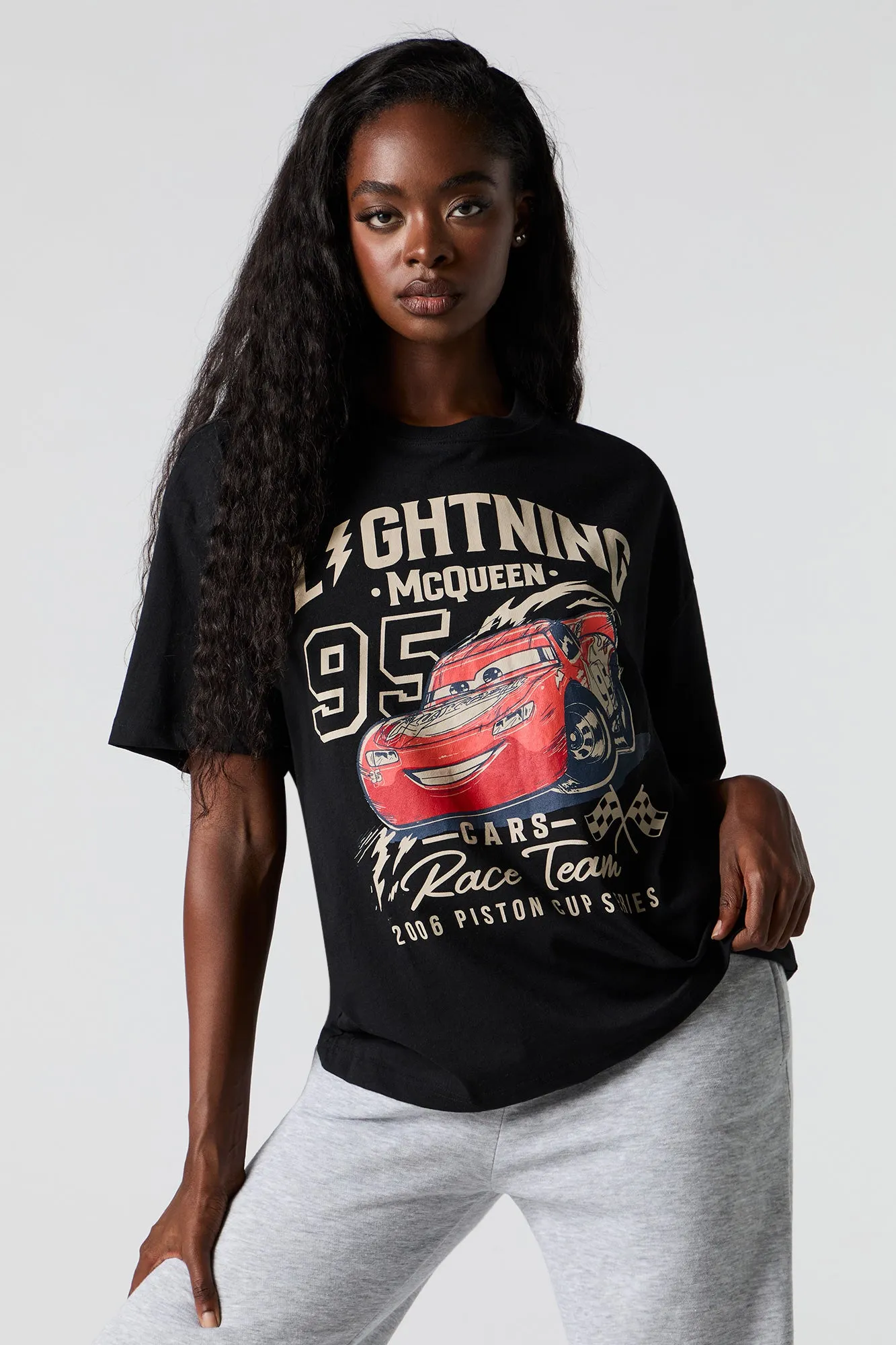 Lightning McQueen Graphic Boyfriend T-Shirt sold by Urban Planet product image thumbnail 2