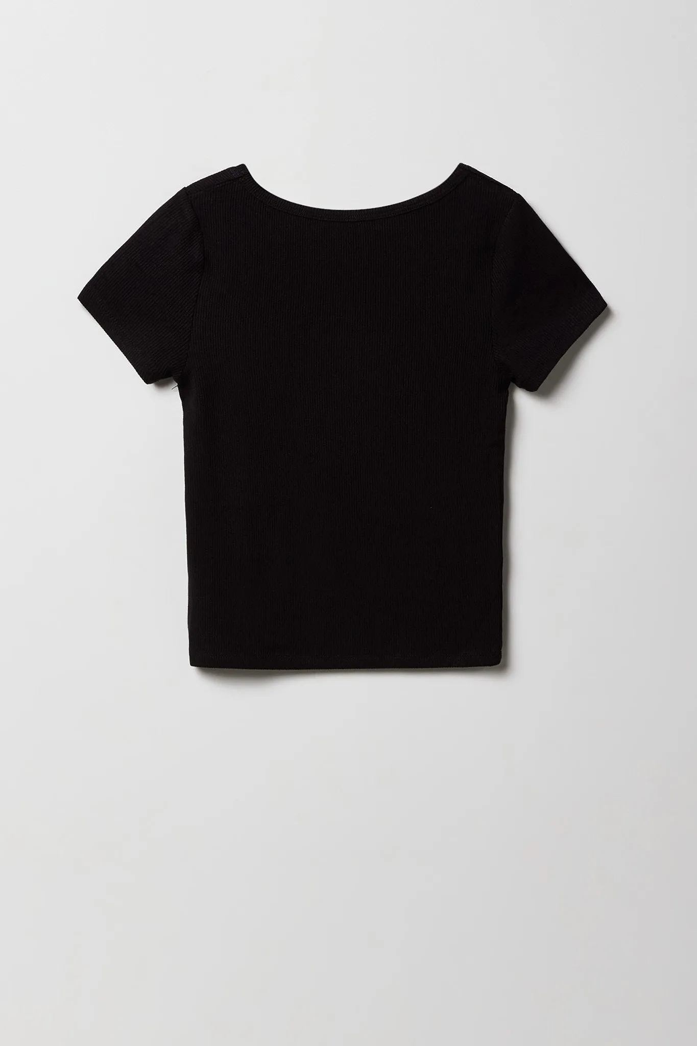 Girls Ribbed Lace Trim Cinched T-Shirt sold by Urban Planet product image thumbnail 4