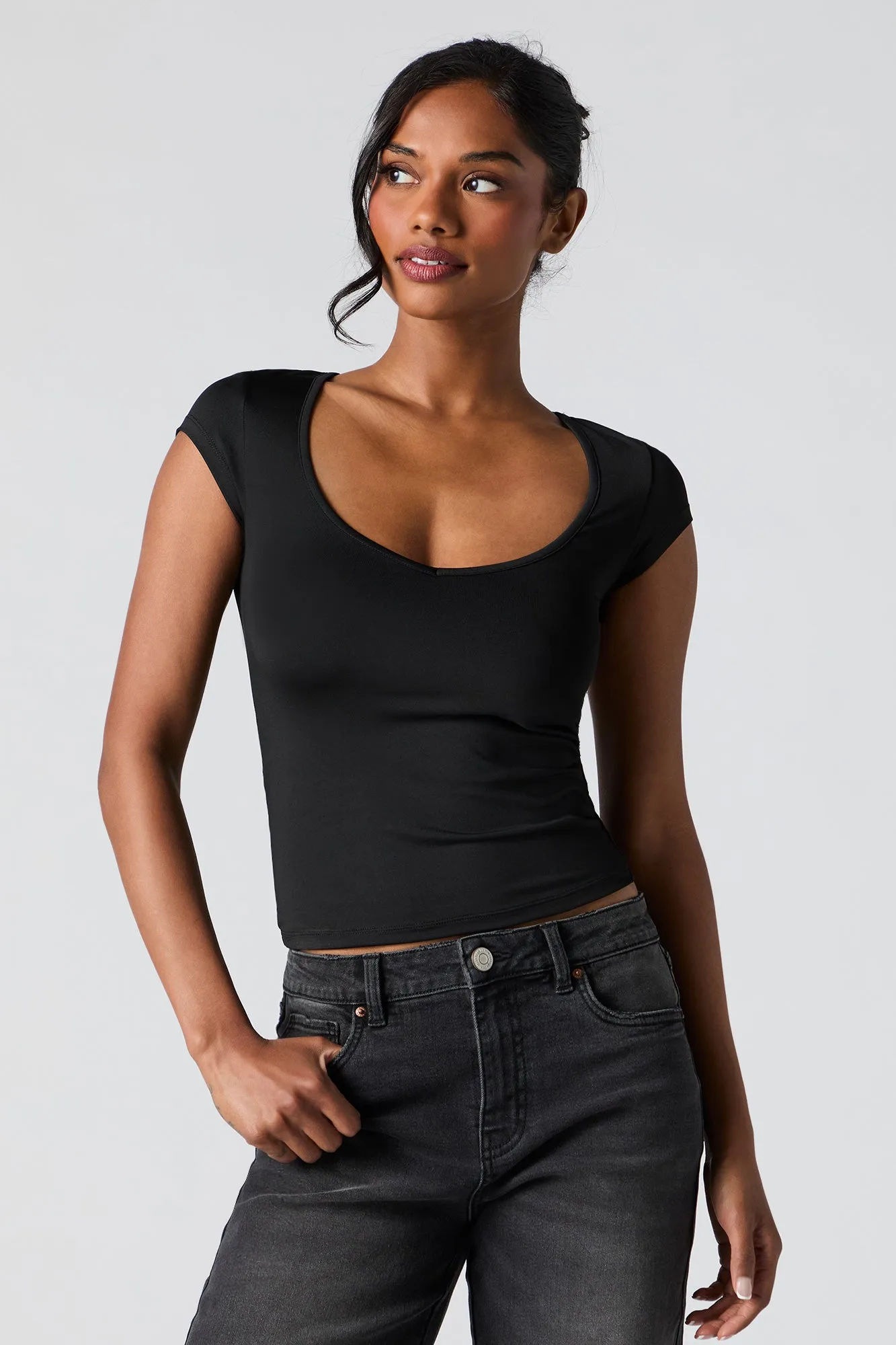 Contour Scoop Neck Cap Sleeve Top sold by Urban Planet product image thumbnail 4