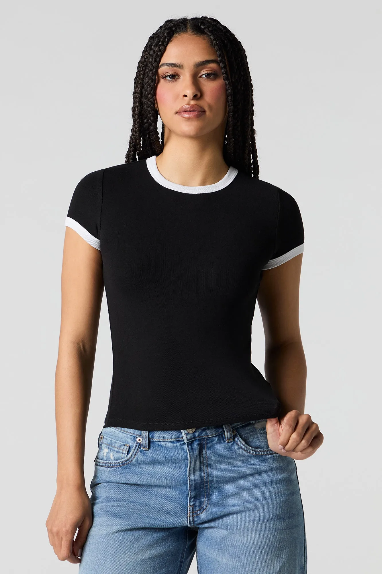 Ribbed Ringer T-Shirt sold by Urban Planet product image thumbnail 4