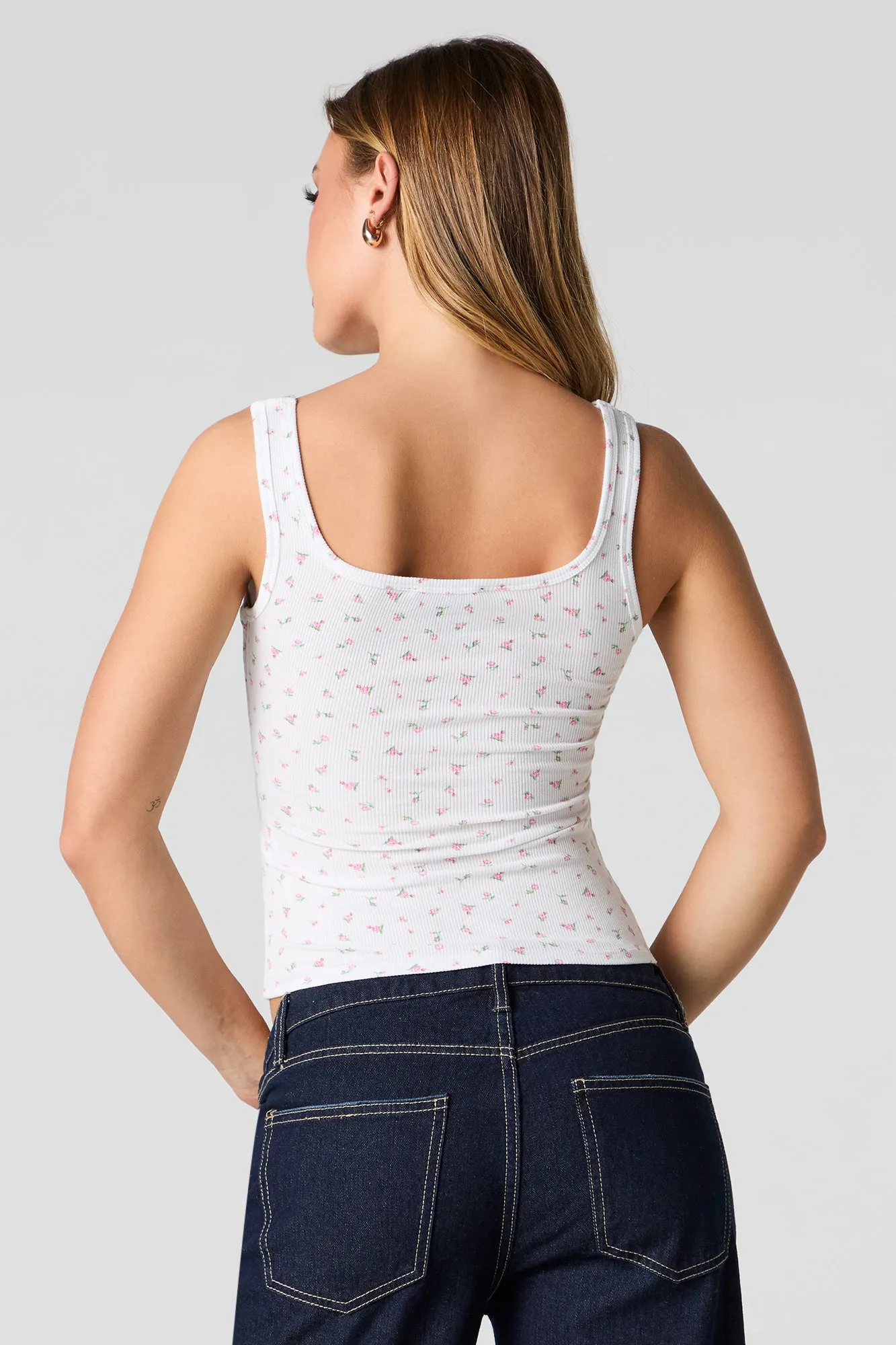 Ribbed Square Neck Tank with Built-In-Cups sold by Urban Planet product image thumbnail 2
