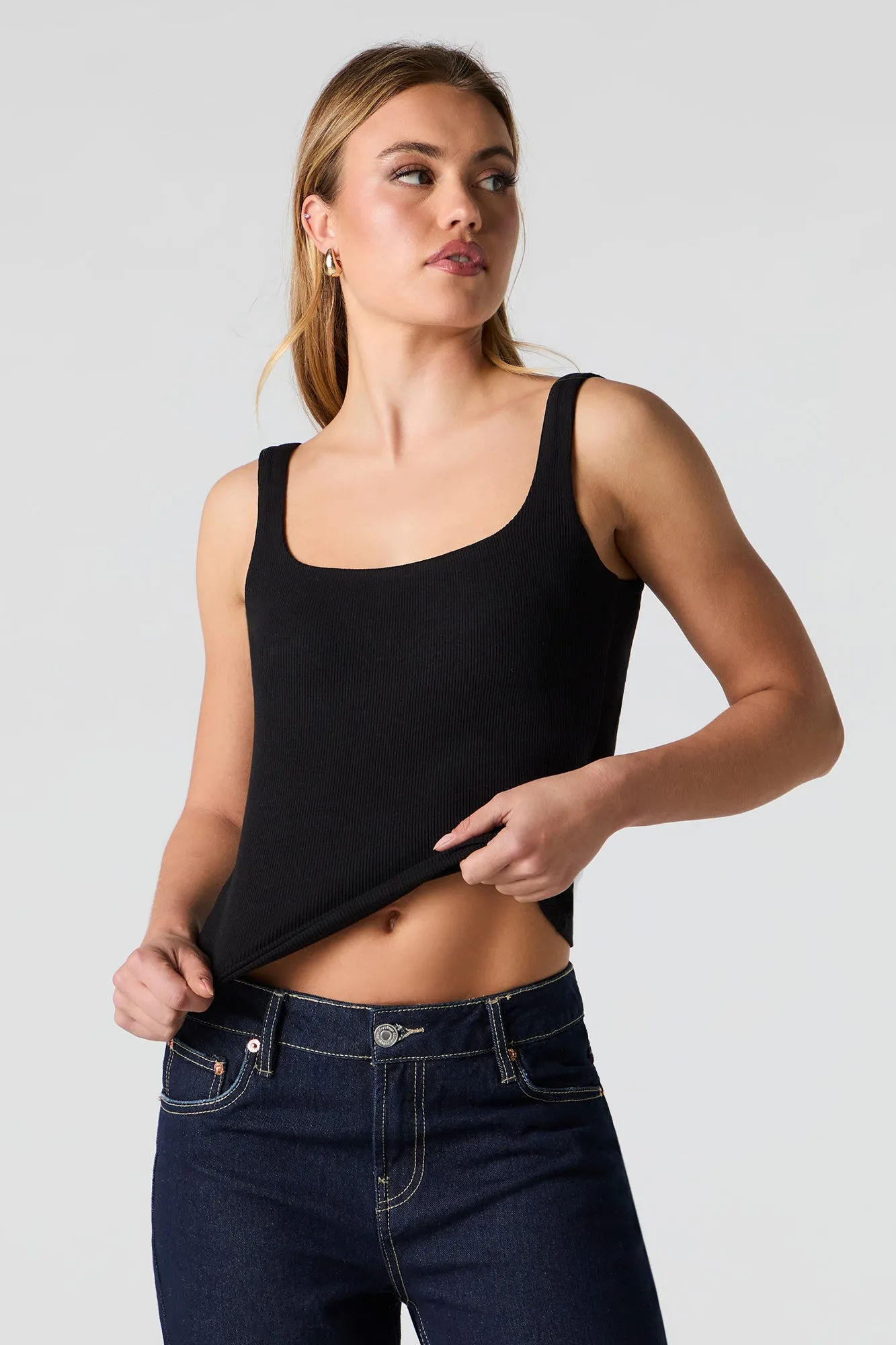 Ribbed Square Neck Tank with Built-In-Cups sold by Urban Planet product image thumbnail 5