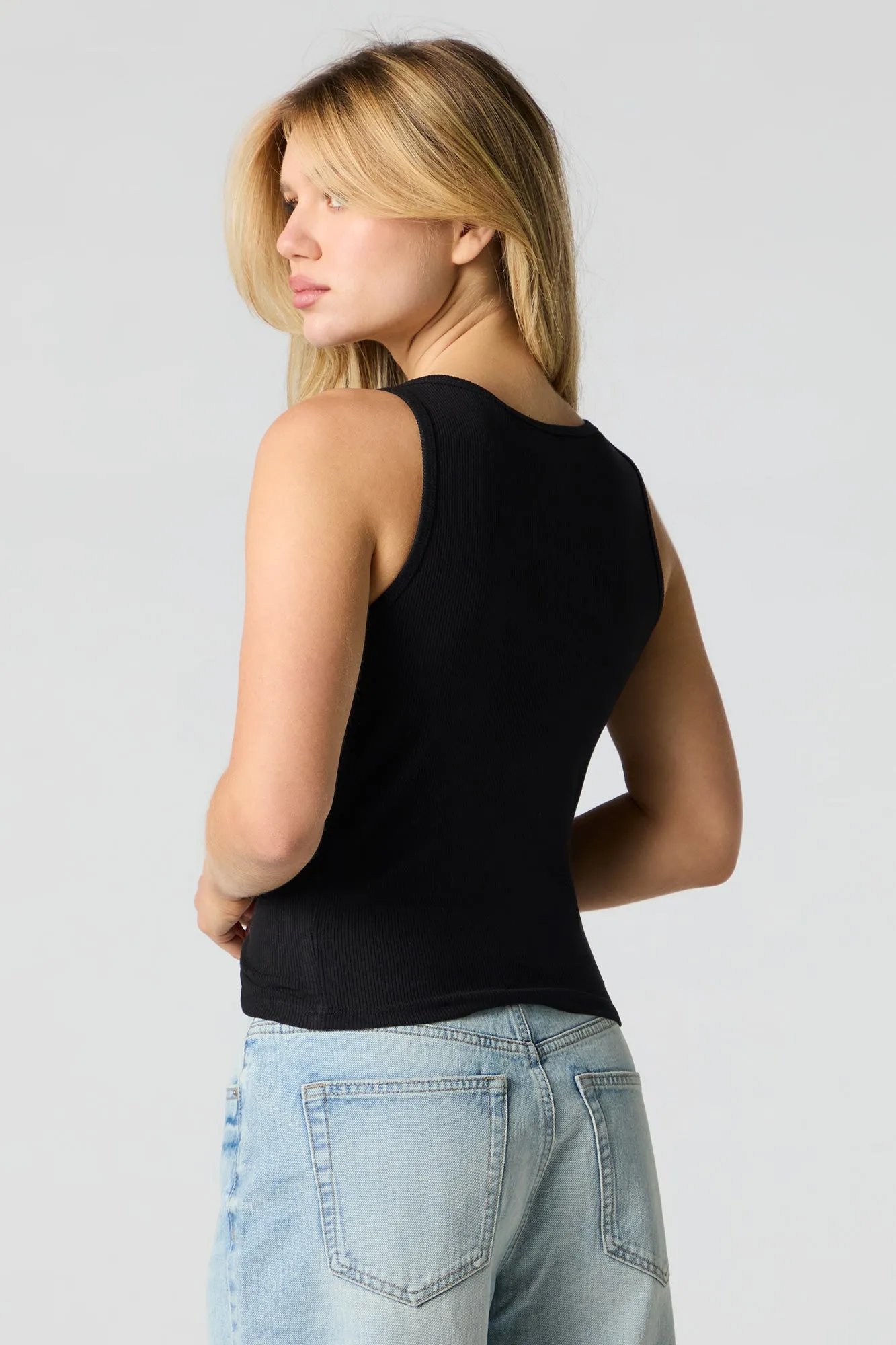 Ribbed Scoop Neck Tank sold by Urban Planet product image thumbnail 5