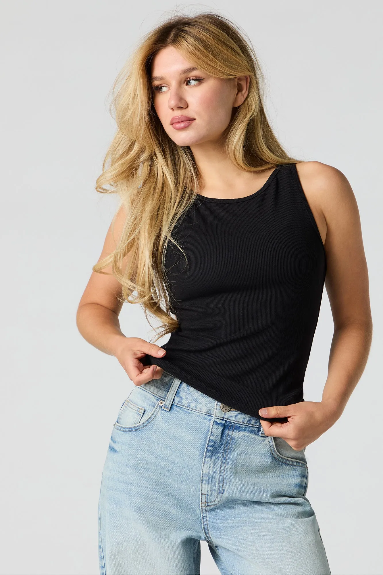 Ribbed Scoop Neck Tank sold by Urban Planet product image thumbnail 4