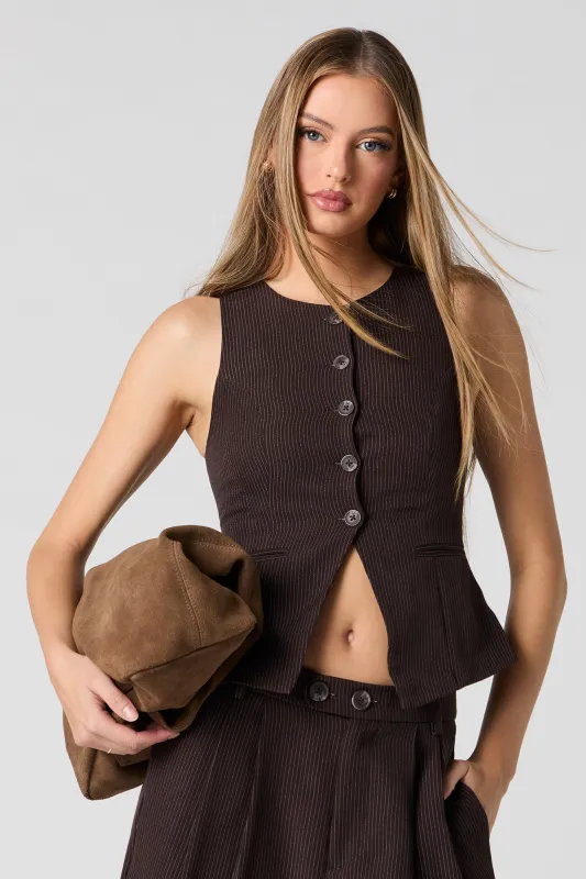 Split Hem Buttoned Vest sold by Urban Planet