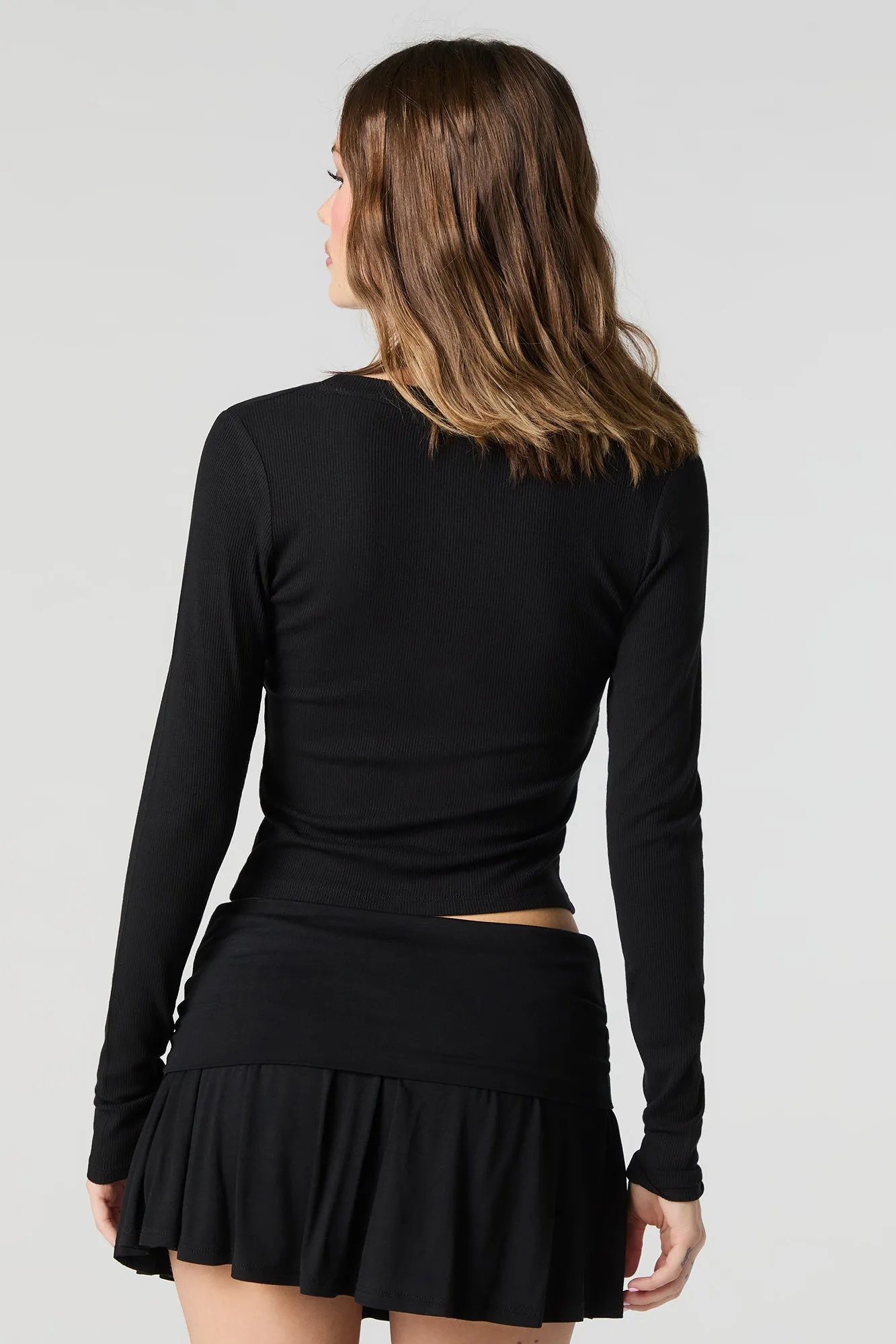 Ribbed Button-Up Long Sleeve Cardigan sold by Urban Planet product image thumbnail 5