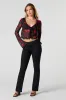 Chiffon Self-Tie Long Sleeve Flyaway Top sold by Urban Planet