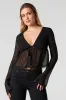 Chiffon Self-Tie Long Sleeve Flyaway Top sold by Urban Planet