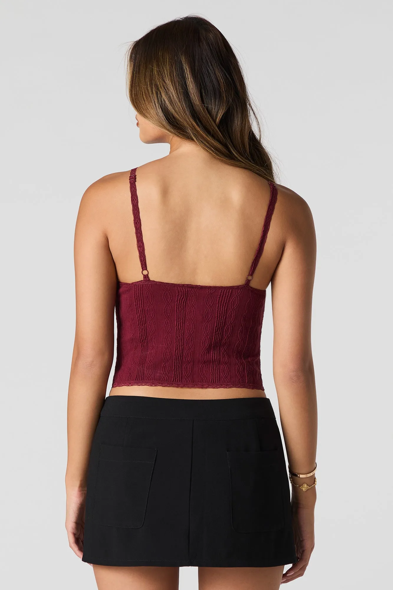 Camisole côtelée sans couture avec bordure en dentelle sold by Urban Planet product image thumbnail 2