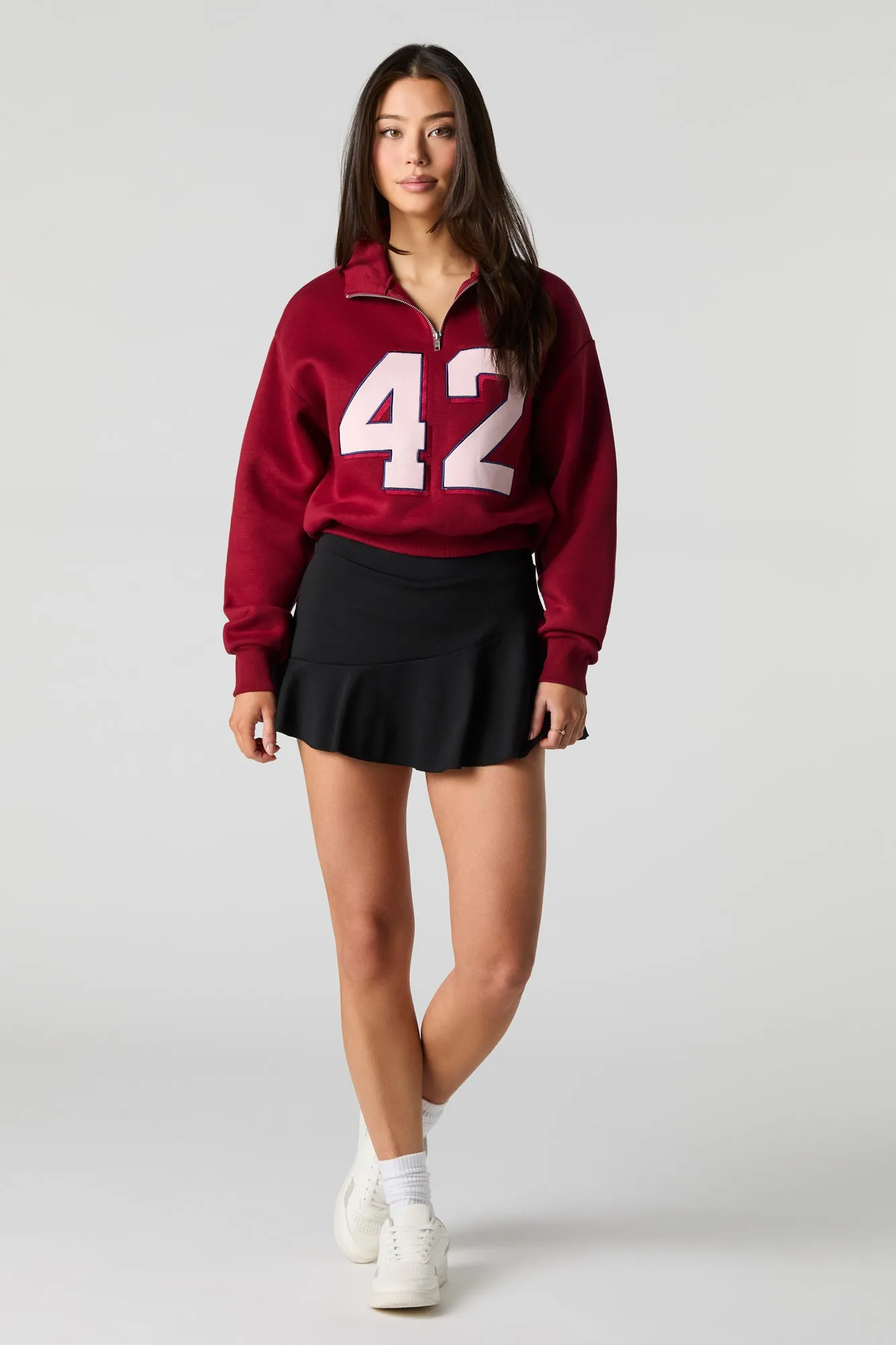 Embroidered Quarter Zip Fleece Sweatshirt sold by Urban Planet product image thumbnail 3